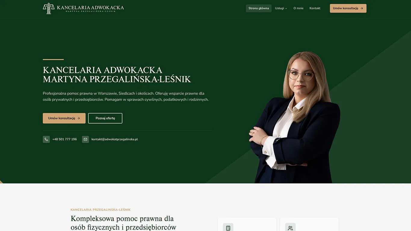 Strona internetowa oraz wsparcie marketingowe dla kancelarii adwokackiej