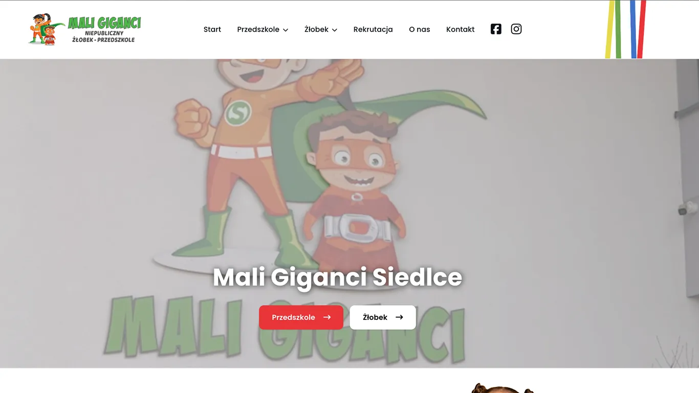 Strona WWW dla Mali Giganci — podgląd realizacji