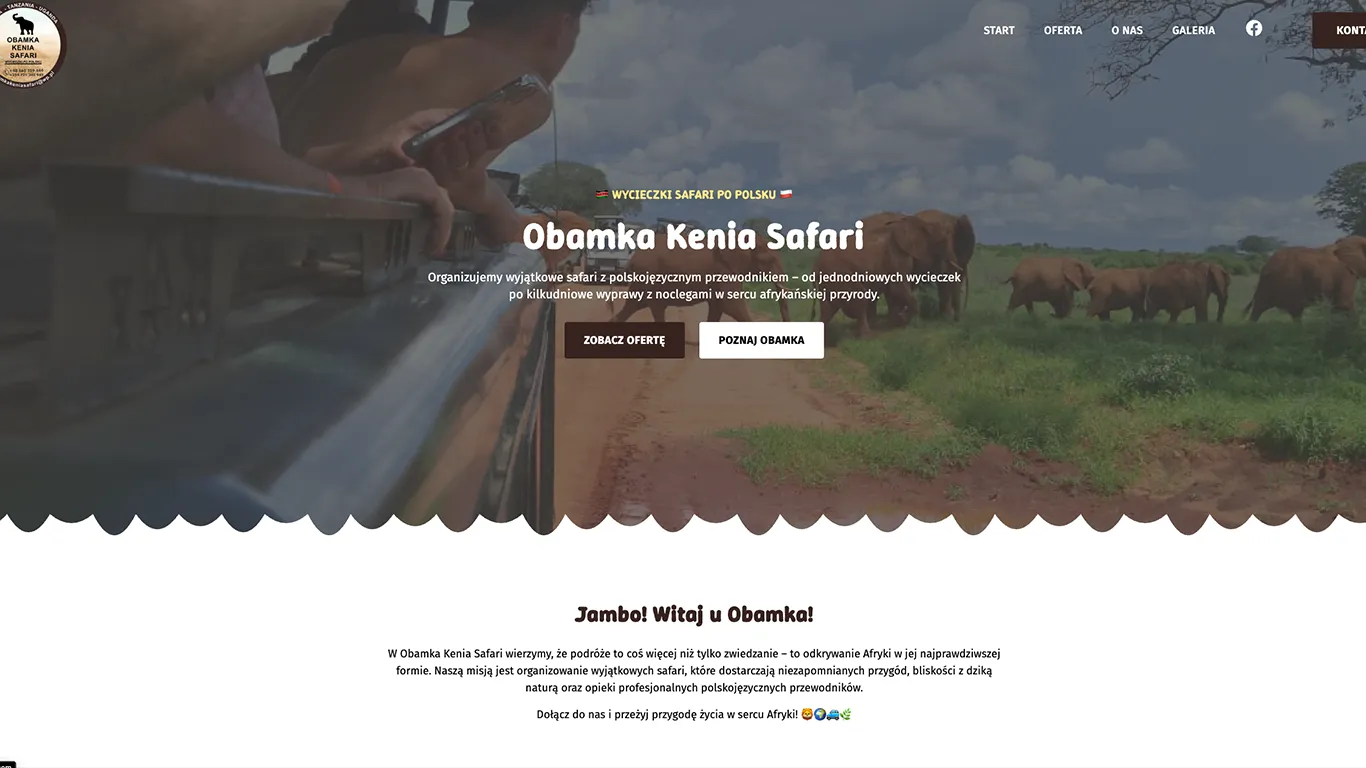 Strona internetowa dla Obamka Safari