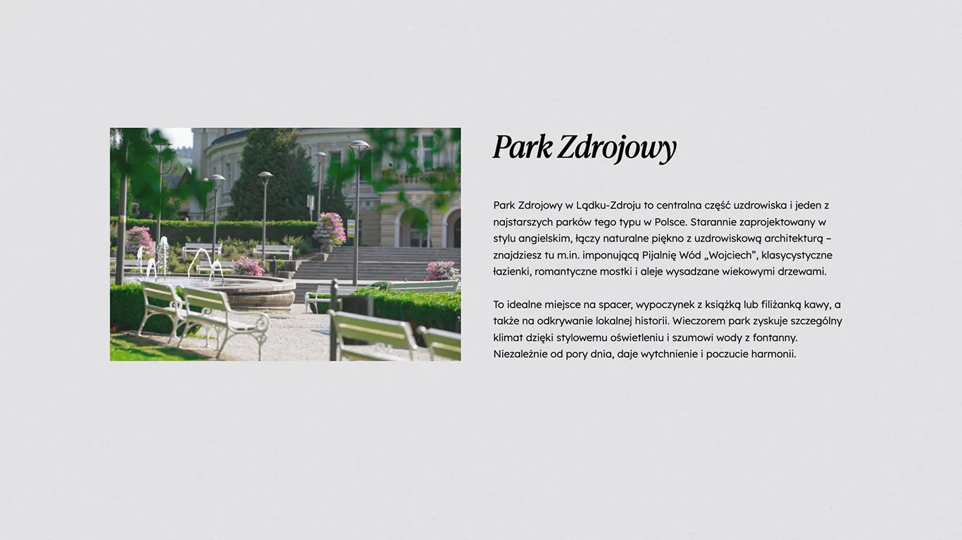 park zdrojowy w ladku - sekcja na stronie