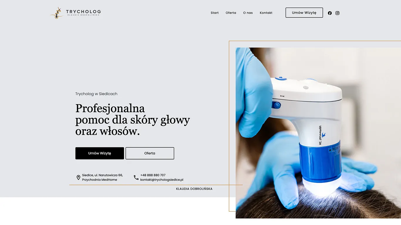 Strona internetowa dla Trycholog Siedlce — podgląd realizacji